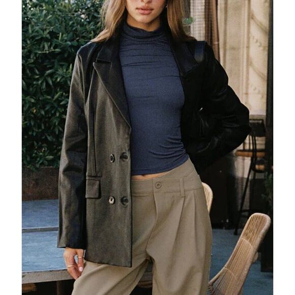 Princess Polly BLACK FAUX LEATHER DOUBLE BREASTED BLAZER JACKET PLUS SZ 20 NEW - Picture 11 of 16